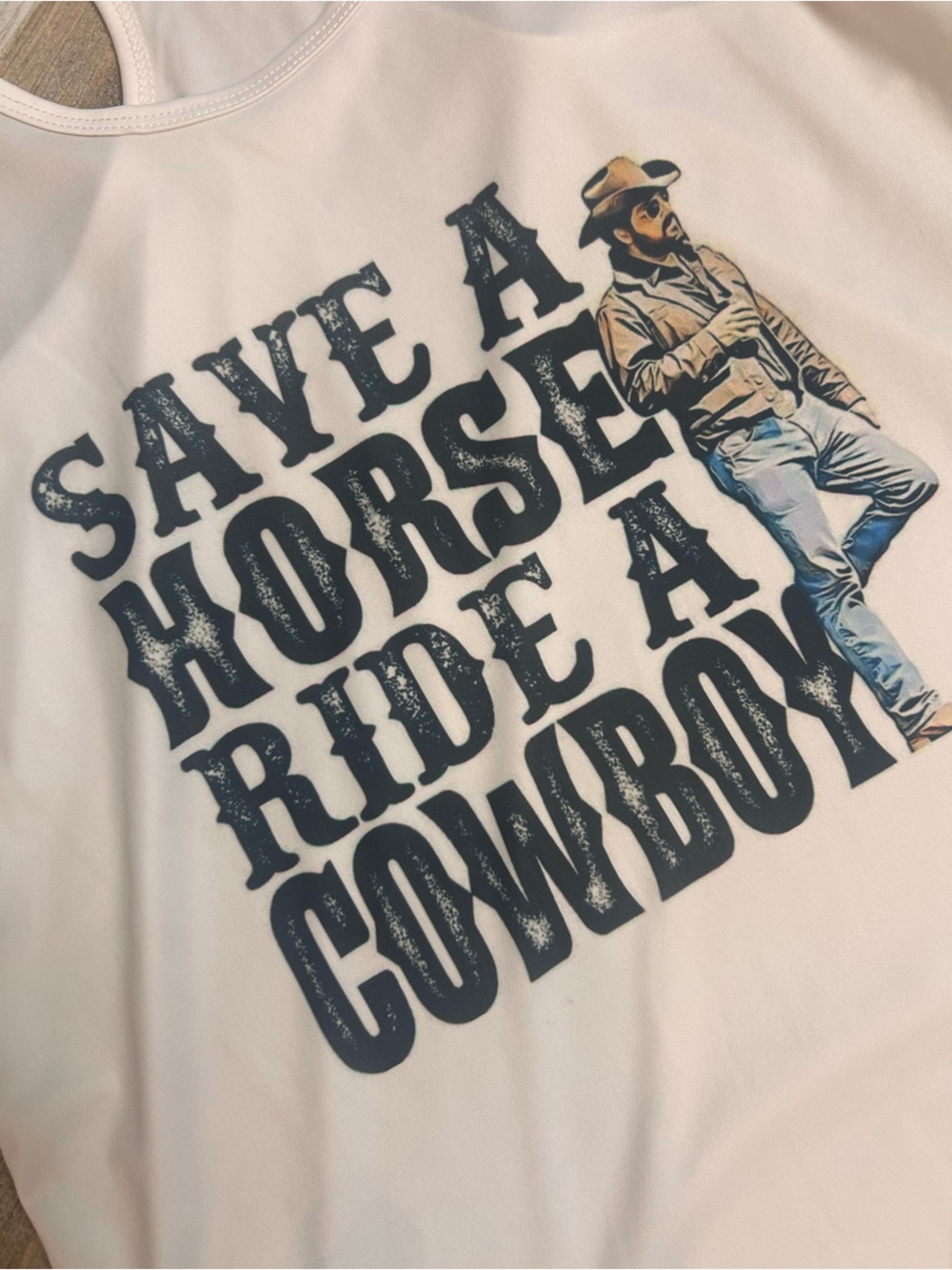 Graphic Cowboy Tank Top in Cream